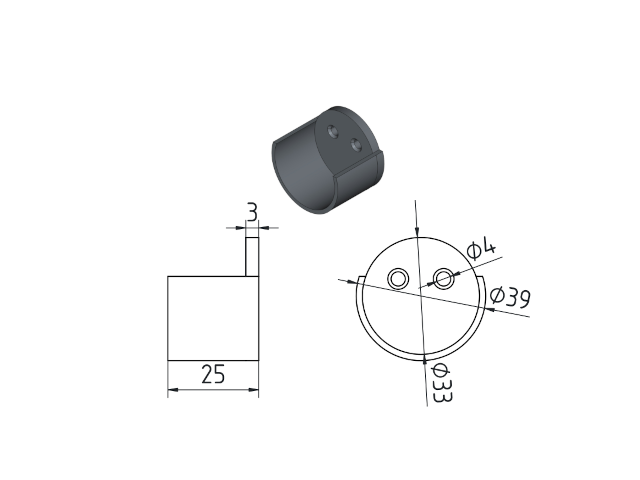 Flens half open wit Ø32 mm - Afbeelding 4