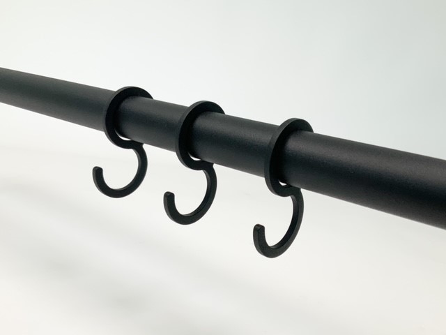 Set van 3 kledinghaken RAL 9005 mat zwart