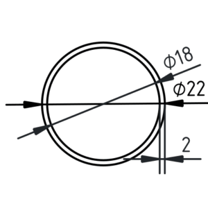 Buis RVS-INOX geslepen 22 x 2